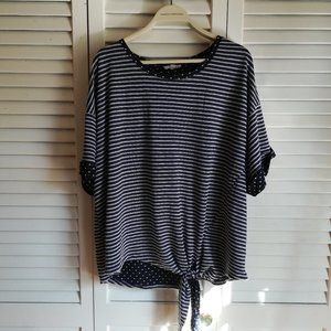 Jane & Delancey Striped Front Tie Shirt